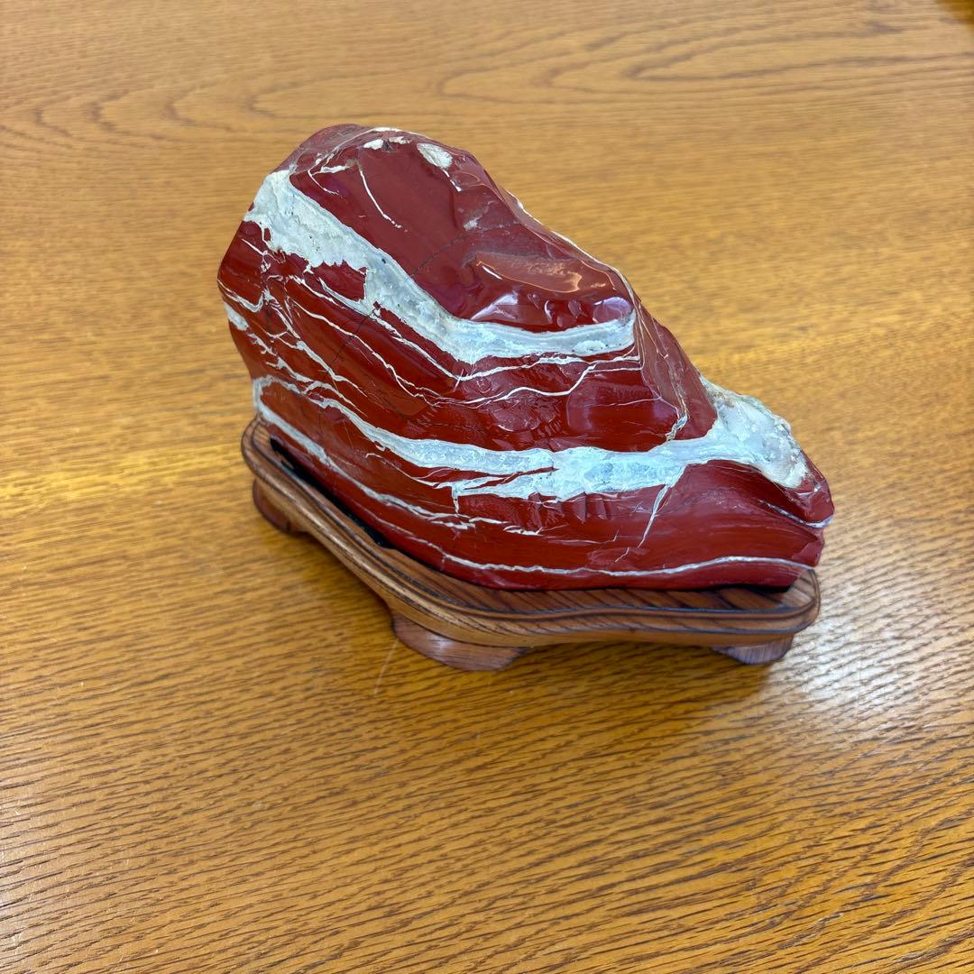 佐渡 赤玉石 天然石　鑑賞石　赤石　置物　重さ3㎏強　木台付
