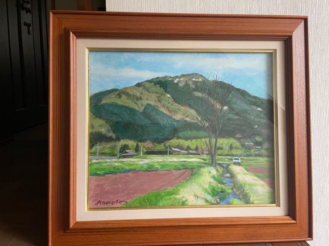 油彩画 F8 木製フレームチーク材