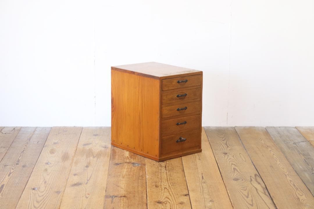 レトロ 卓上 大きめ 小引き出し 抽斗 5杯 収納 小物入れ レターケース A4