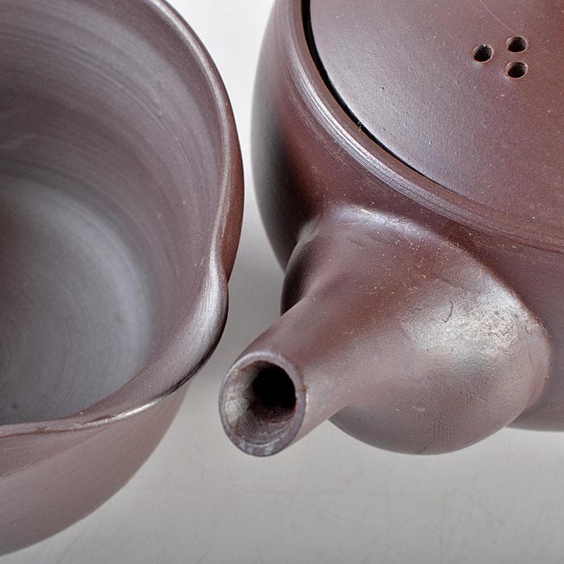 煎茶道具　萬古焼　春峰造　花文　玉露揃　小さな茶器揃　共箱　M　R5313