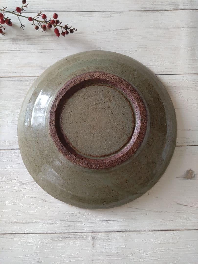 阿部祐工　民藝　櫛引刷毛目の大皿