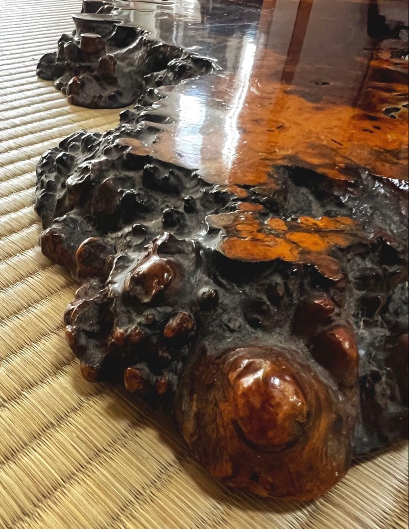 天然時代木 花梨 美玉杢 瘤 花台 香台 盆栽台 平台 肉厚 約80㎝ 7㎏