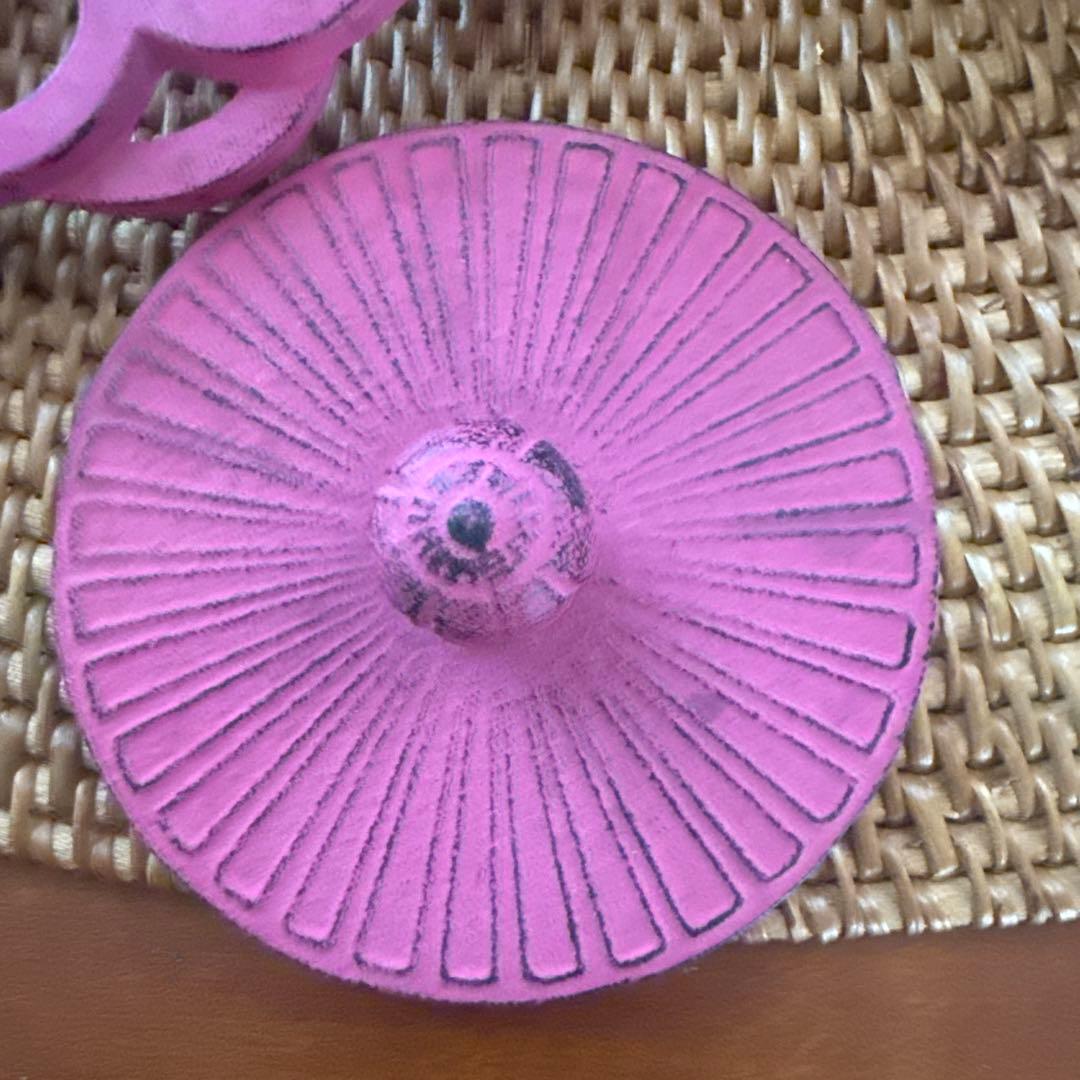 ピンク 鉄瓶 鍋敷き付き　アンシャンテジャポン