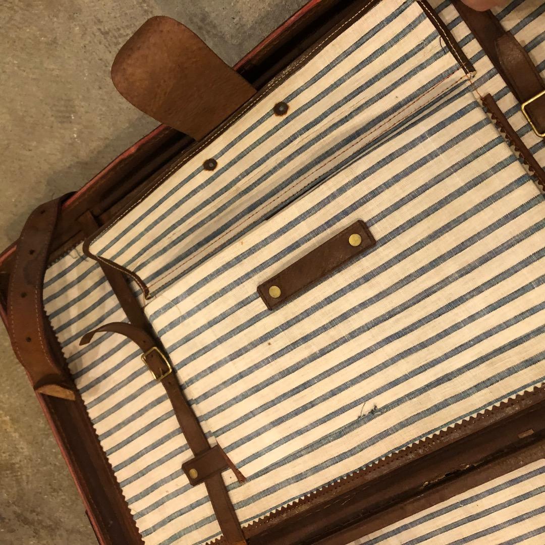 昭和レトロ　レザートランク　アンティークトランク　革製　レトロ雑貨　レザー雑貨