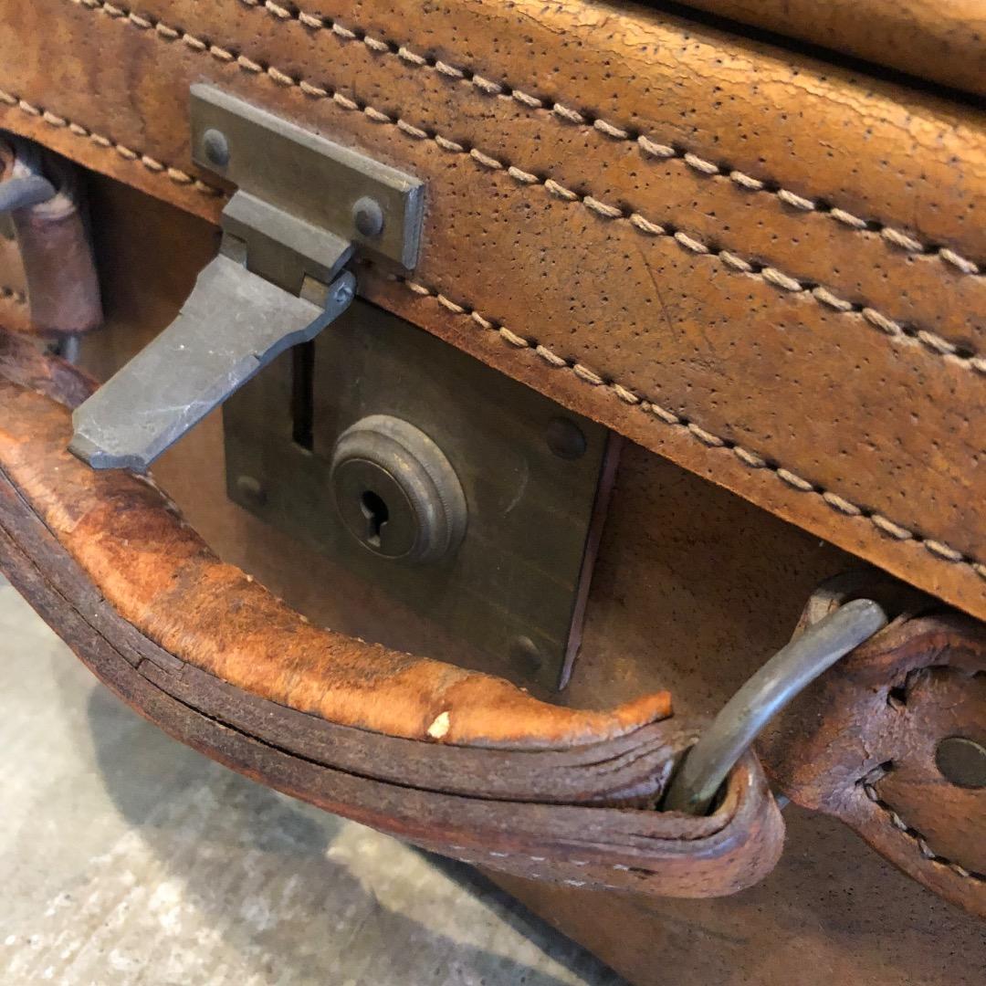 昭和レトロ　レザートランク　アンティークトランク　革製　レトロ雑貨　レザー雑貨