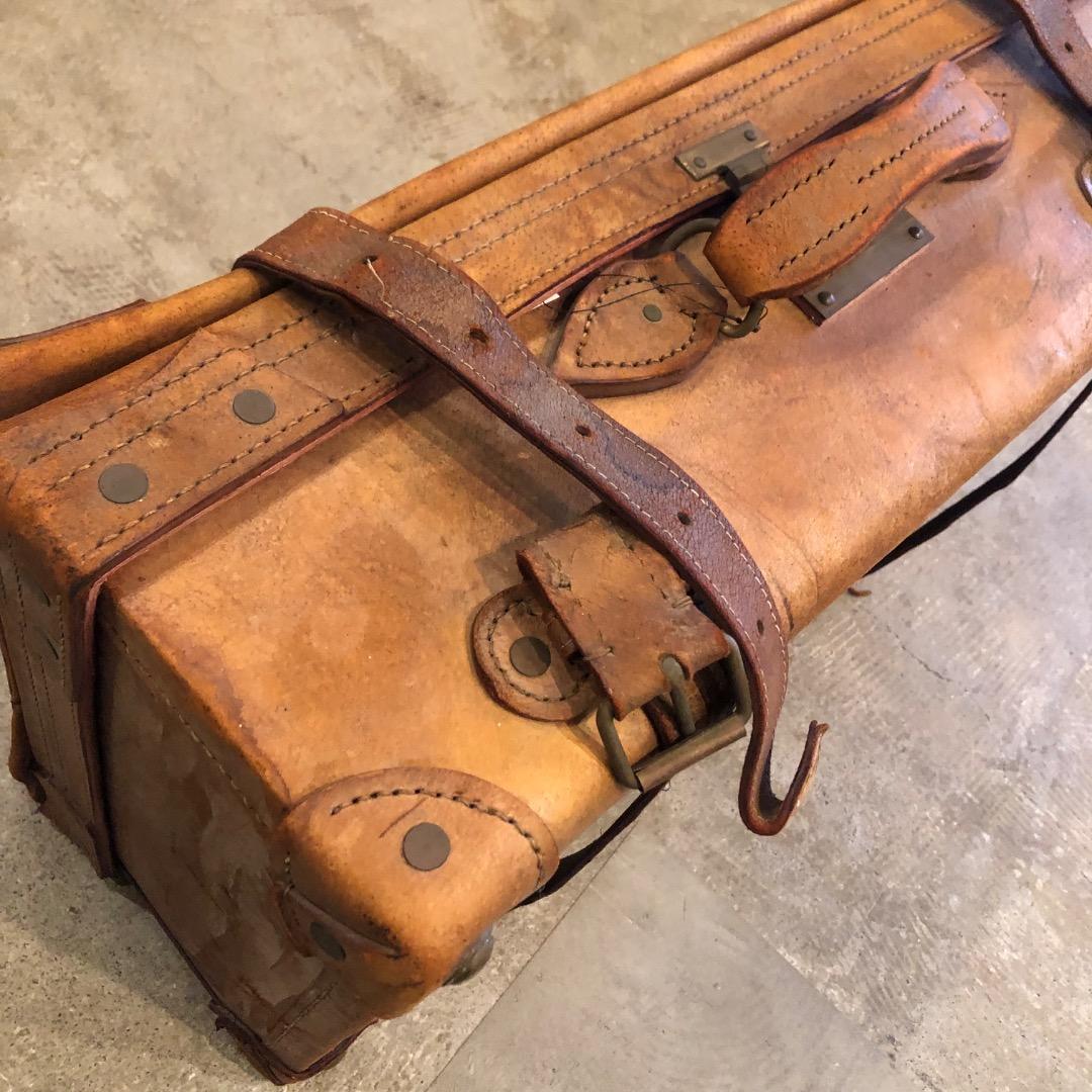昭和レトロ　レザートランク　アンティークトランク　革製　レトロ雑貨　レザー雑貨