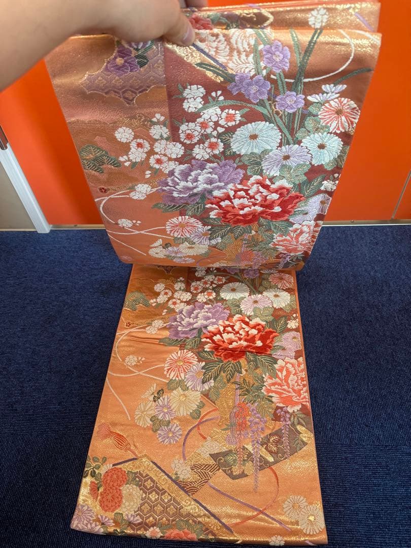 1933 袋帯 古代彫金紋  西陣織   金糸　高級上質上品　約440cm未使用