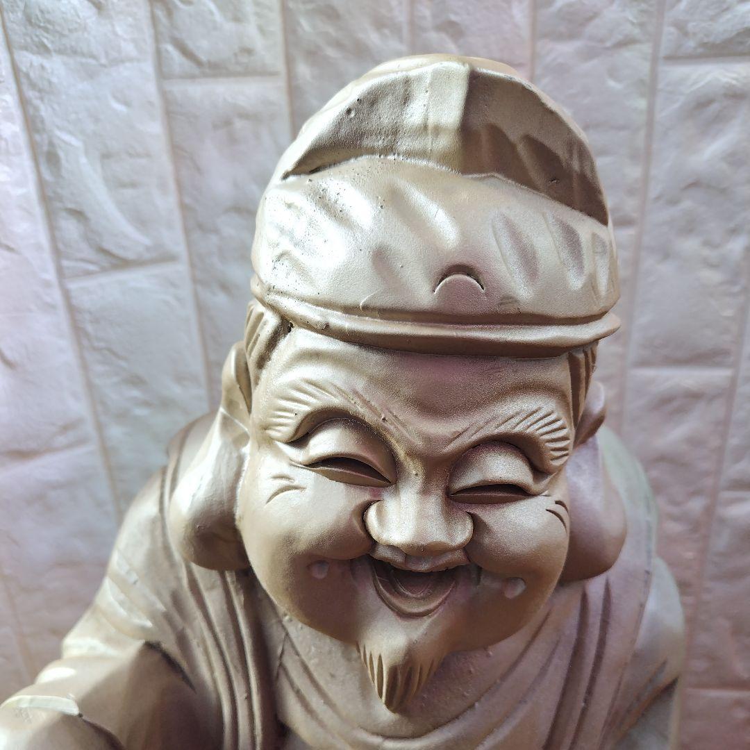 恵比寿 様 木彫り Japanese Wooden Ebisu 彫刻 縁起物