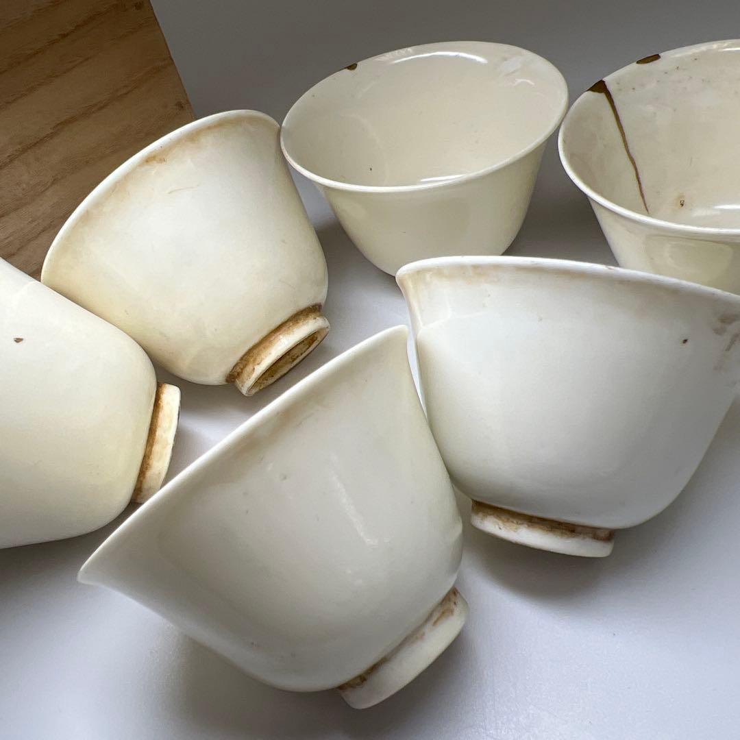 古代　白高麗　煎茶碗6客　口径約7.5㎝　東Y8-0106☆2F