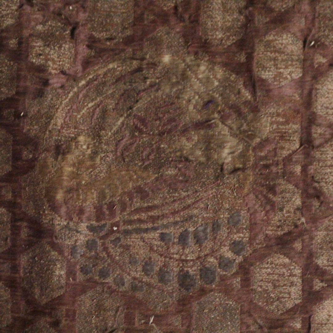 古い 西陣織 銀襴 打敷 花の丸文様 明治六年 古美術 古道具 アンティーク