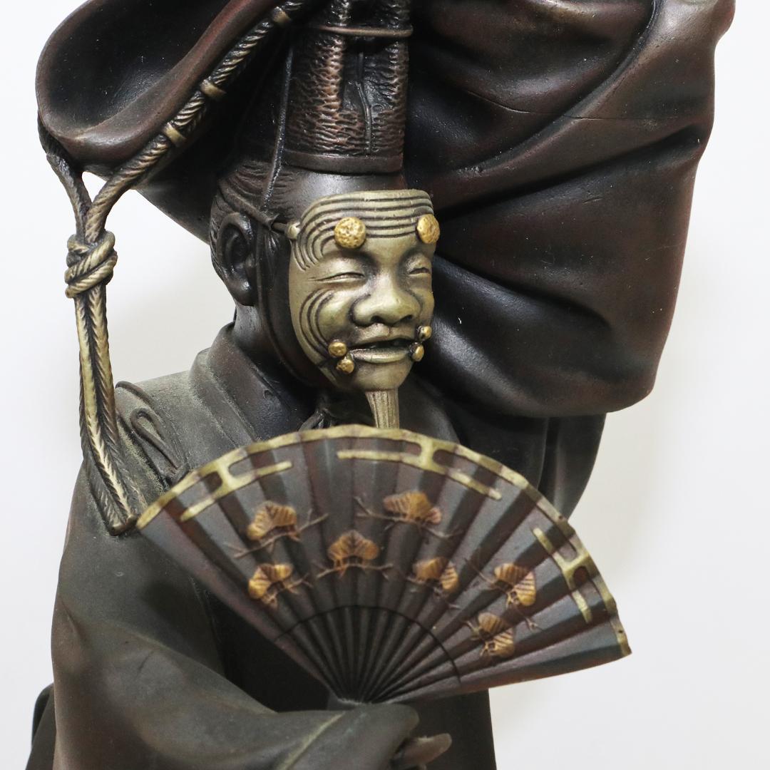 蝋型鋳銅製 翁 銅像 瑞正堂製 共箱 高岡銅器