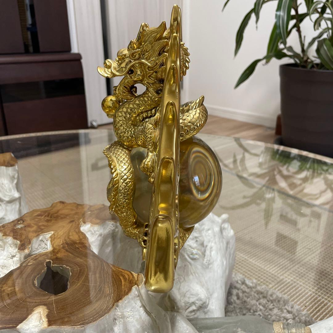 黄金炎龍神様【縁起物】　龍神様　金龍　竜　龍　置物　大金運