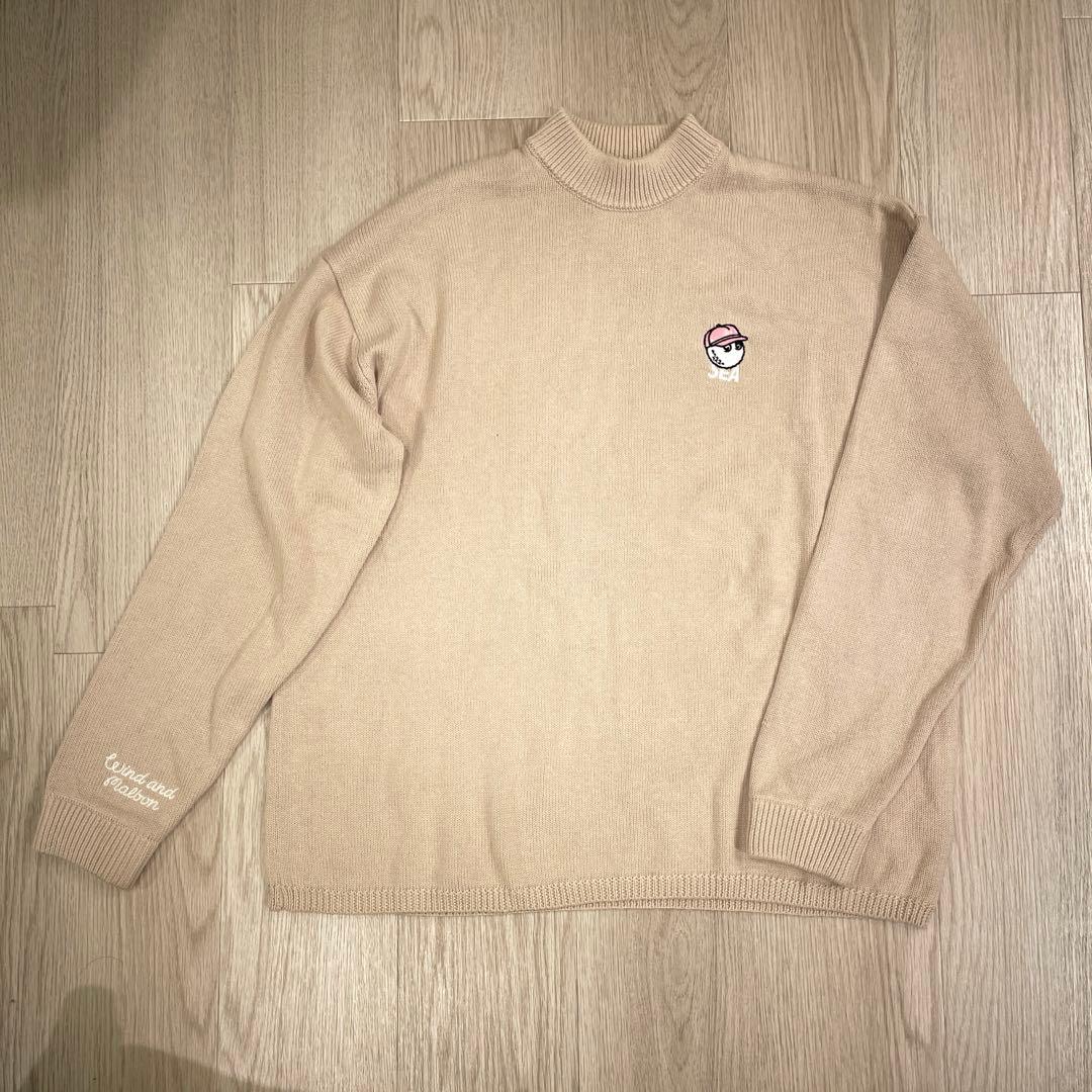 malbon wind and sea ゴルフ ベージュ ハイネックセーター M