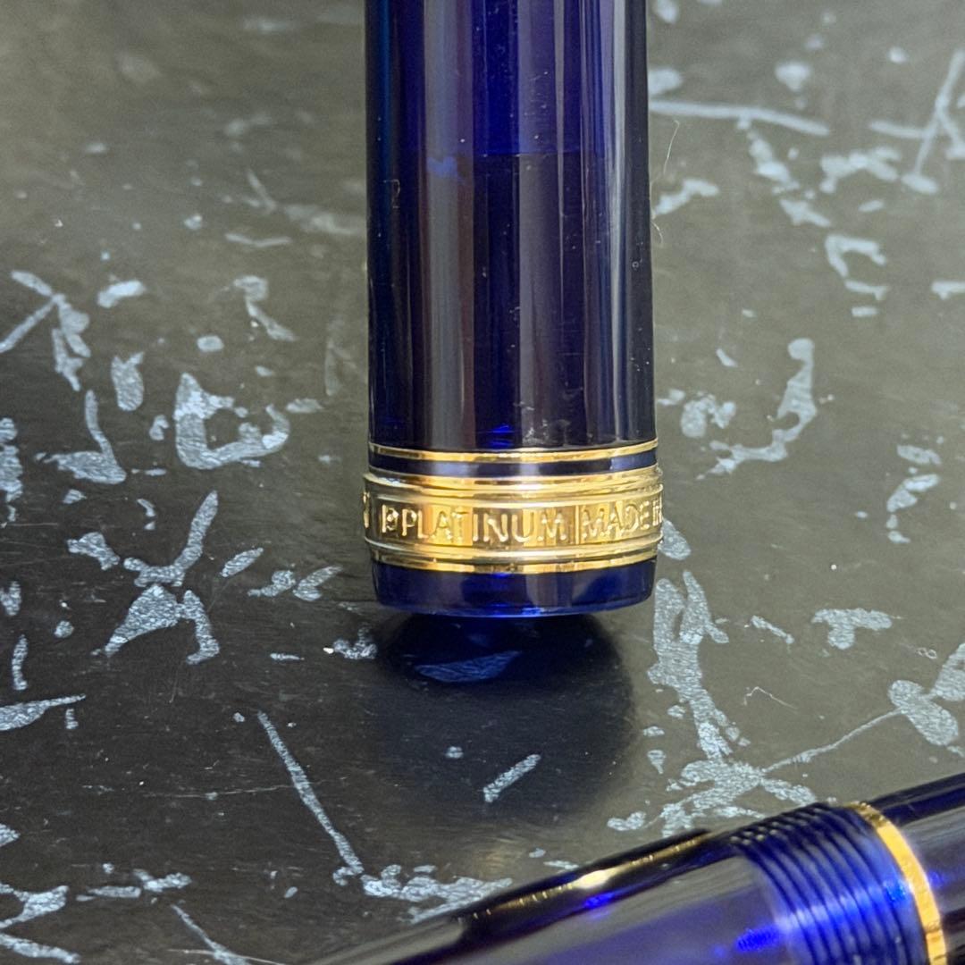 使用品　PLATINUM プラチナ 万年筆 青 金メッキ　センチュリー3776