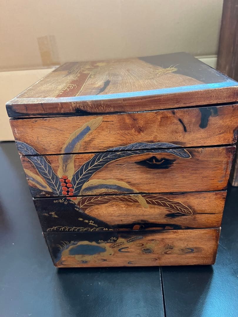 791  明治二十九年　沈金重箱　金蒔絵　4重　高級　時代物