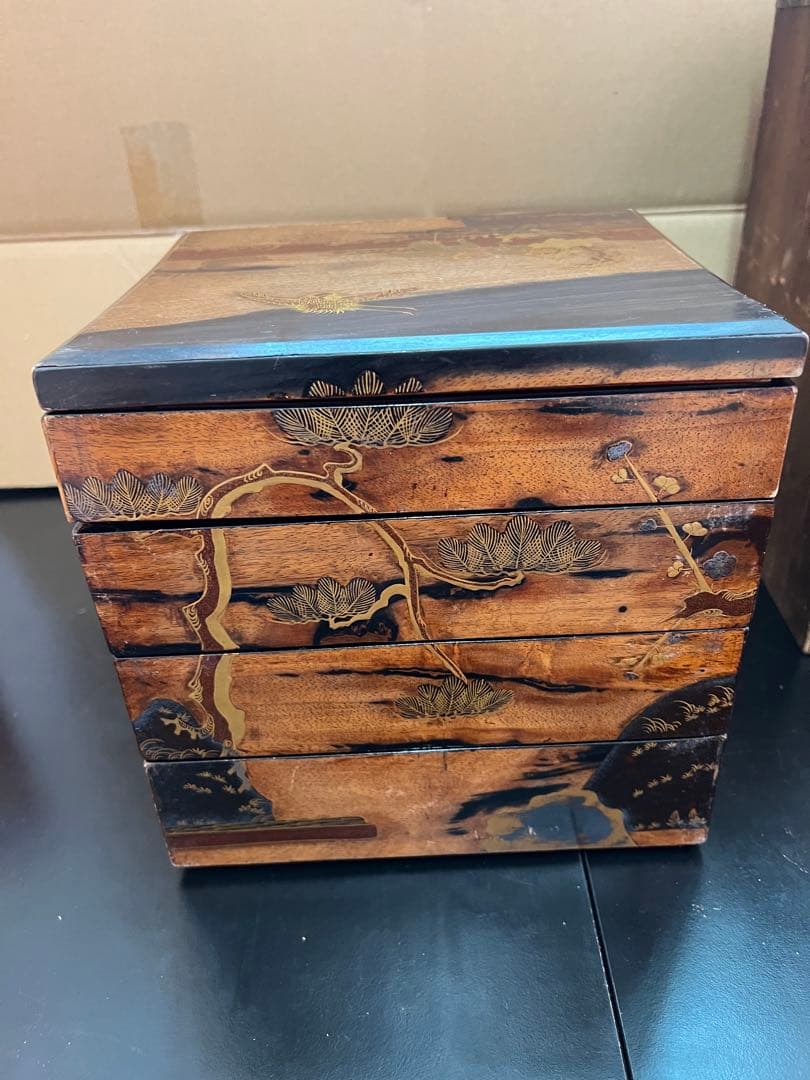 791  明治二十九年　沈金重箱　金蒔絵　4重　高級　時代物