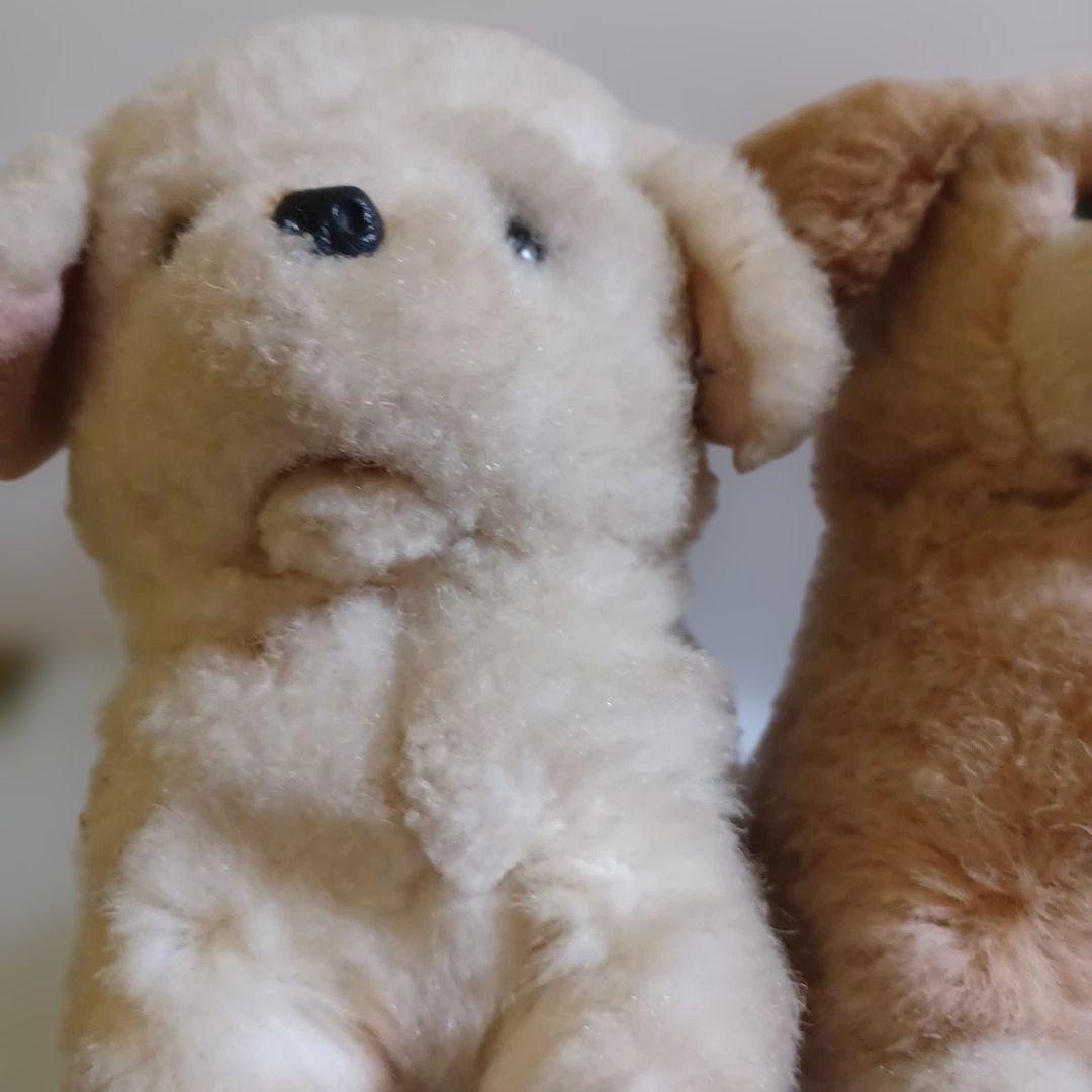可動式　子犬　ぬいぐるみ　音が鳴る　２つセット　昭和レトロ　当時物