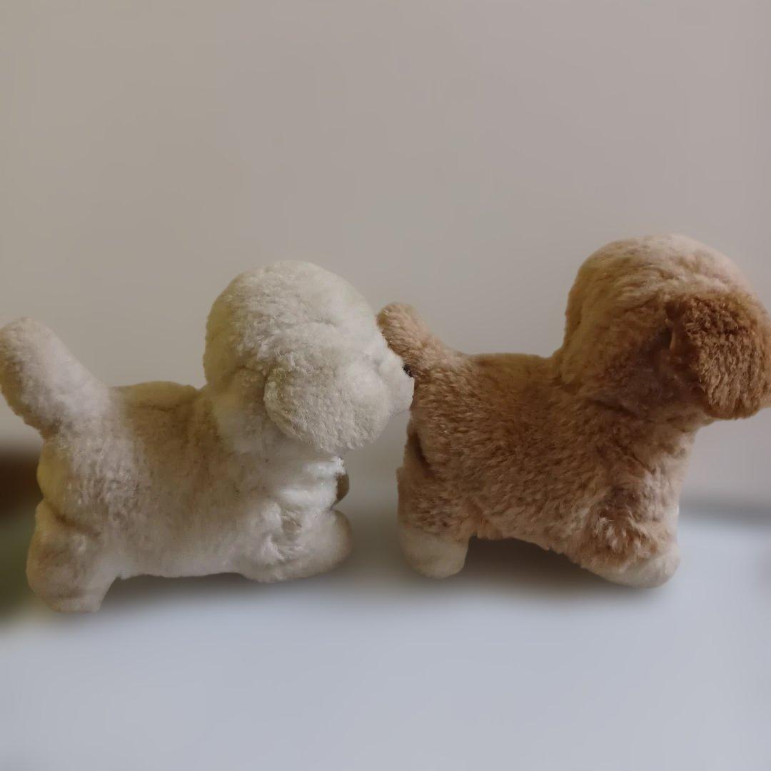 可動式　子犬　ぬいぐるみ　音が鳴る　２つセット　昭和レトロ　当時物