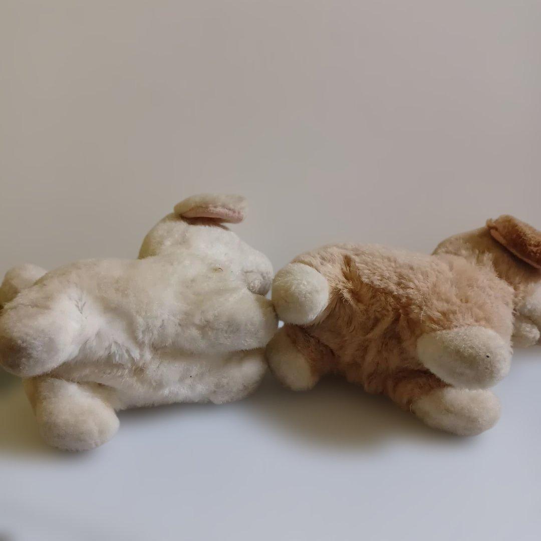 可動式　子犬　ぬいぐるみ　音が鳴る　２つセット　昭和レトロ　当時物