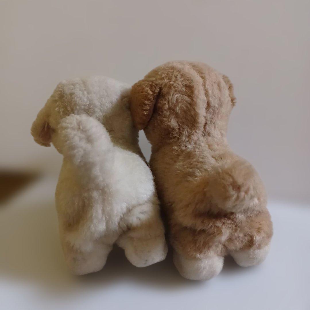 可動式　子犬　ぬいぐるみ　音が鳴る　２つセット　昭和レトロ　当時物