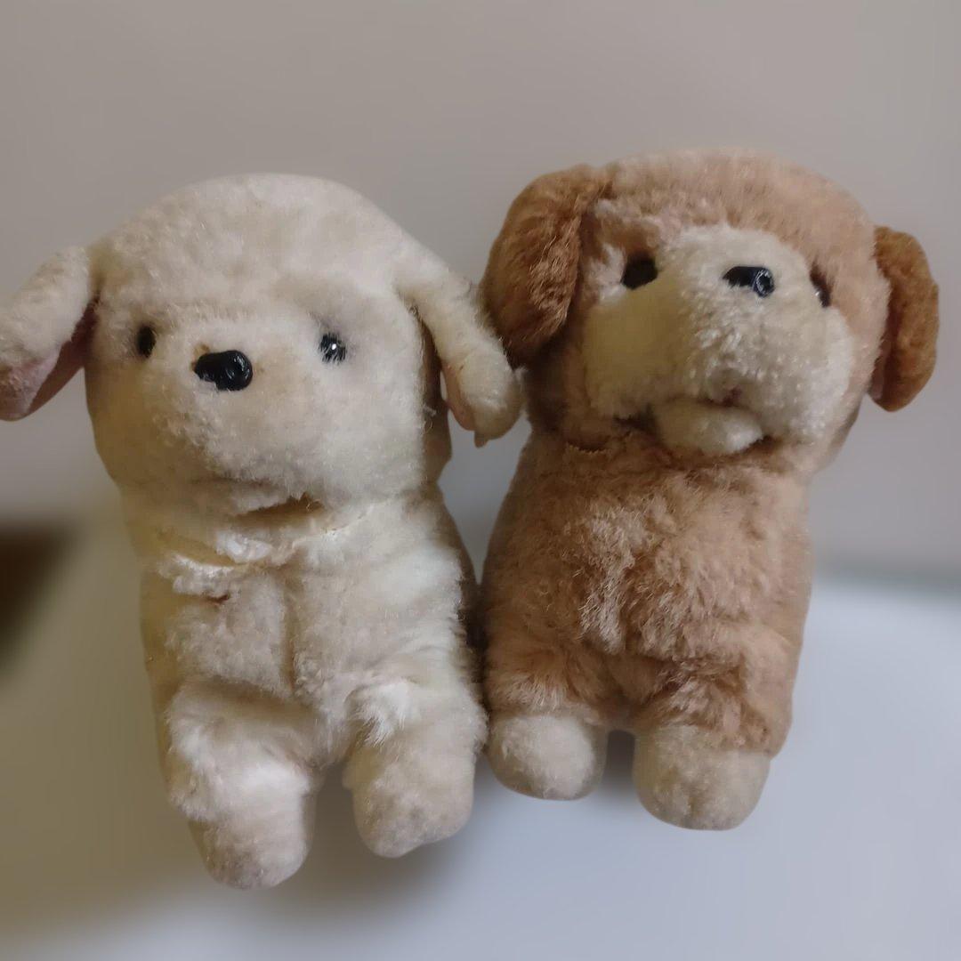 可動式　子犬　ぬいぐるみ　音が鳴る　２つセット　昭和レトロ　当時物