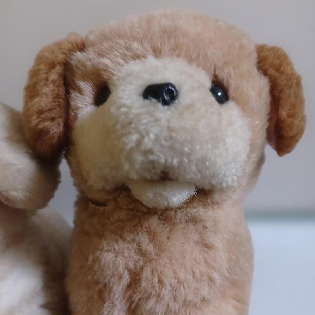 可動式　子犬　ぬいぐるみ　音が鳴る　２つセット　昭和レトロ　当時物