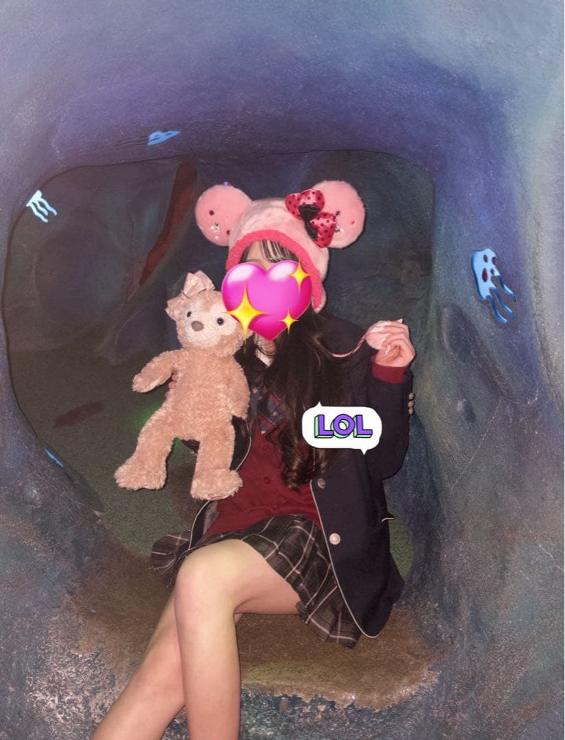 ディズニー　ファンキャップ　ミニー　ピンク　リボン