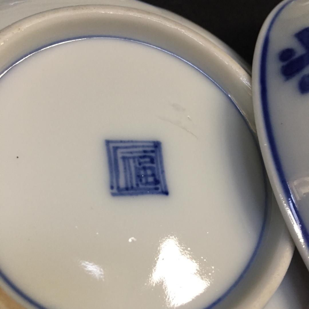 角福 古伊万里 古染付 江戸期 古九谷 染付 銘々皿 膾皿 小鉢 小皿 6客