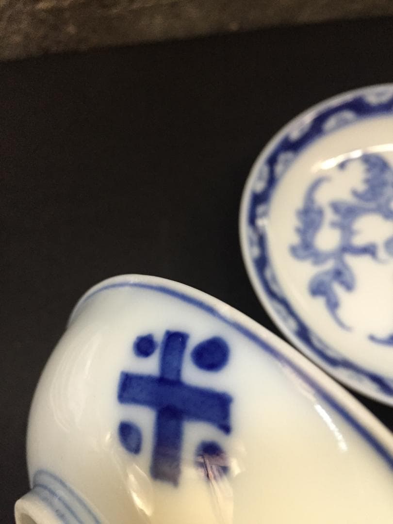 角福 古伊万里 古染付 江戸期 古九谷 染付 銘々皿 膾皿 小鉢 小皿 6客