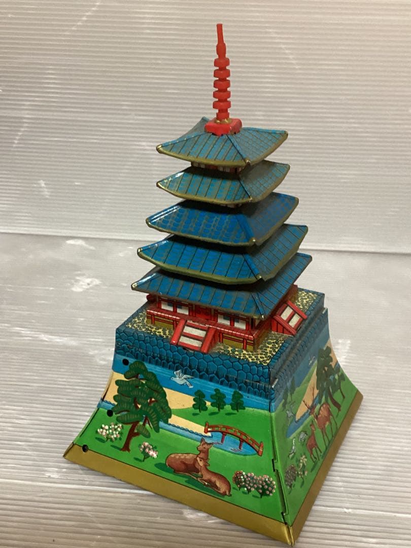 ★レア‼️ブリキ マルサン 金庫シリーズ 五重の塔 金庫 昭和レトロ 貯金箱