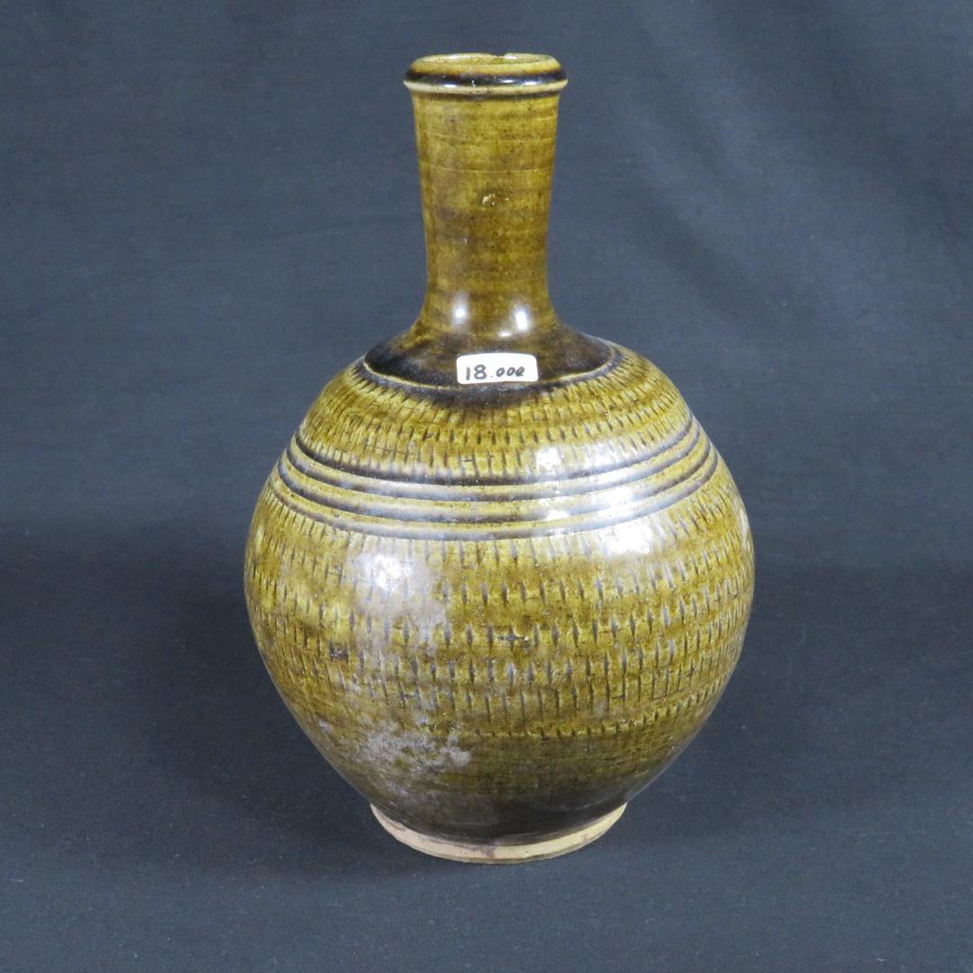 古相馬 上野目 飴釉 飛鉋 壺 徳利 花器 民藝 時代物 窯傷 美品