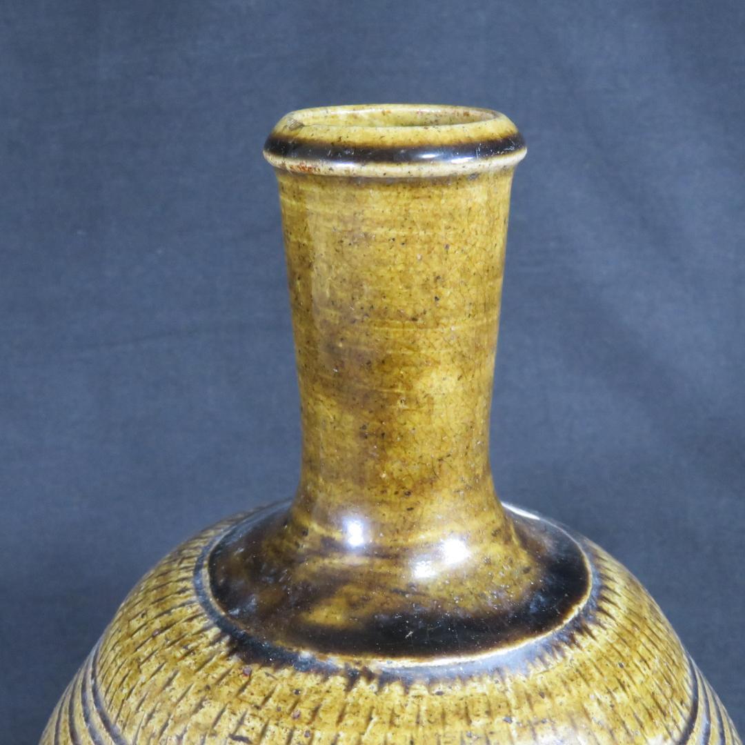 古相馬 上野目 飴釉 飛鉋 壺 徳利 花器 民藝 時代物 窯傷 美品