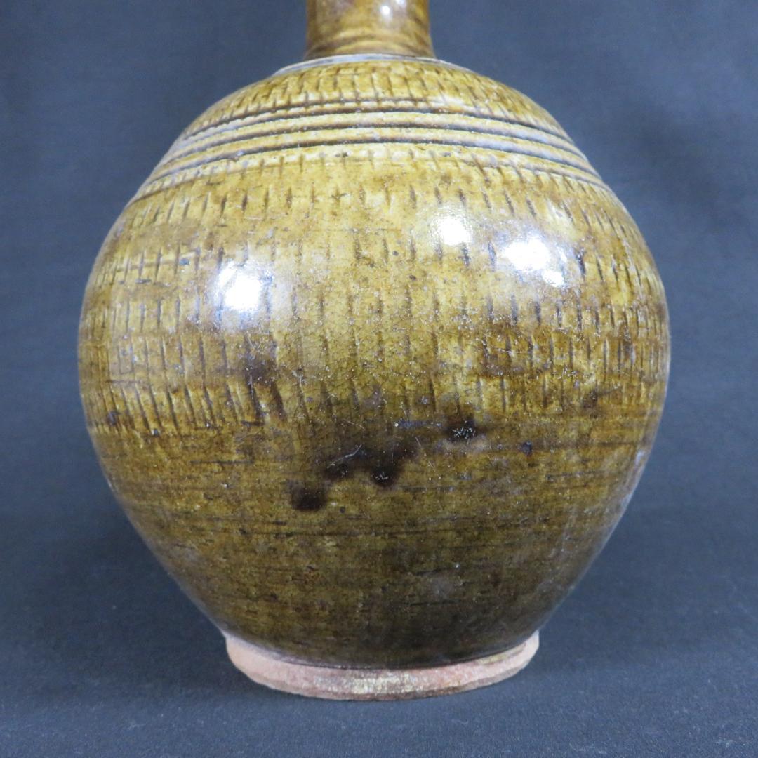 古相馬 上野目 飴釉 飛鉋 壺 徳利 花器 民藝 時代物 窯傷 美品