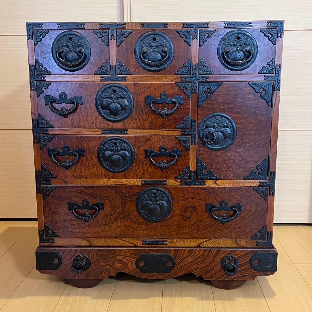 岩谷堂 箪笥 中型タンス 車箪笥 No.218 南部鉄器金具 鍵付き