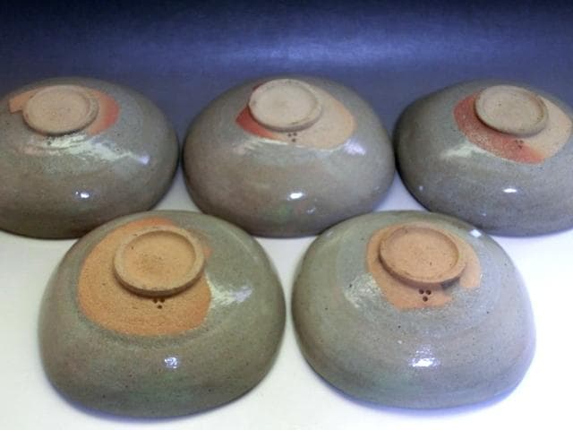 鉢■絵唐津向付 小鉢 5客 古い唐津 竹絵 四角皿 銘々皿 時代物 骨董品■