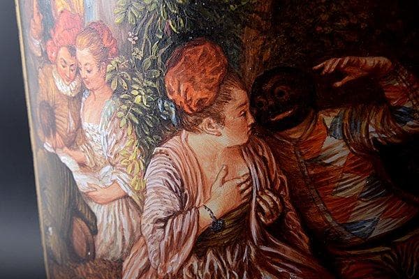 u96アンティーク美術館級フランス アントワーヌ ヴァトー画 ムラーノガラス