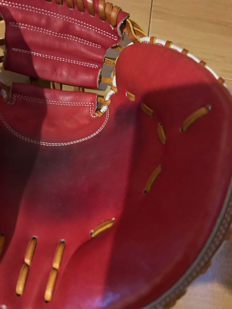 超得値★硬式用★キャッチャーミット★赤×茶×白ライン★本日のみ出品