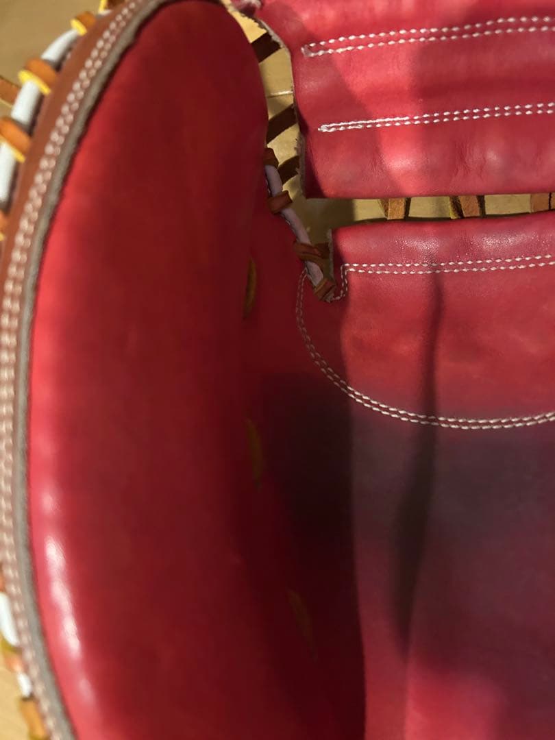 超得値★硬式用★キャッチャーミット★赤×茶×白ライン★本日のみ出品