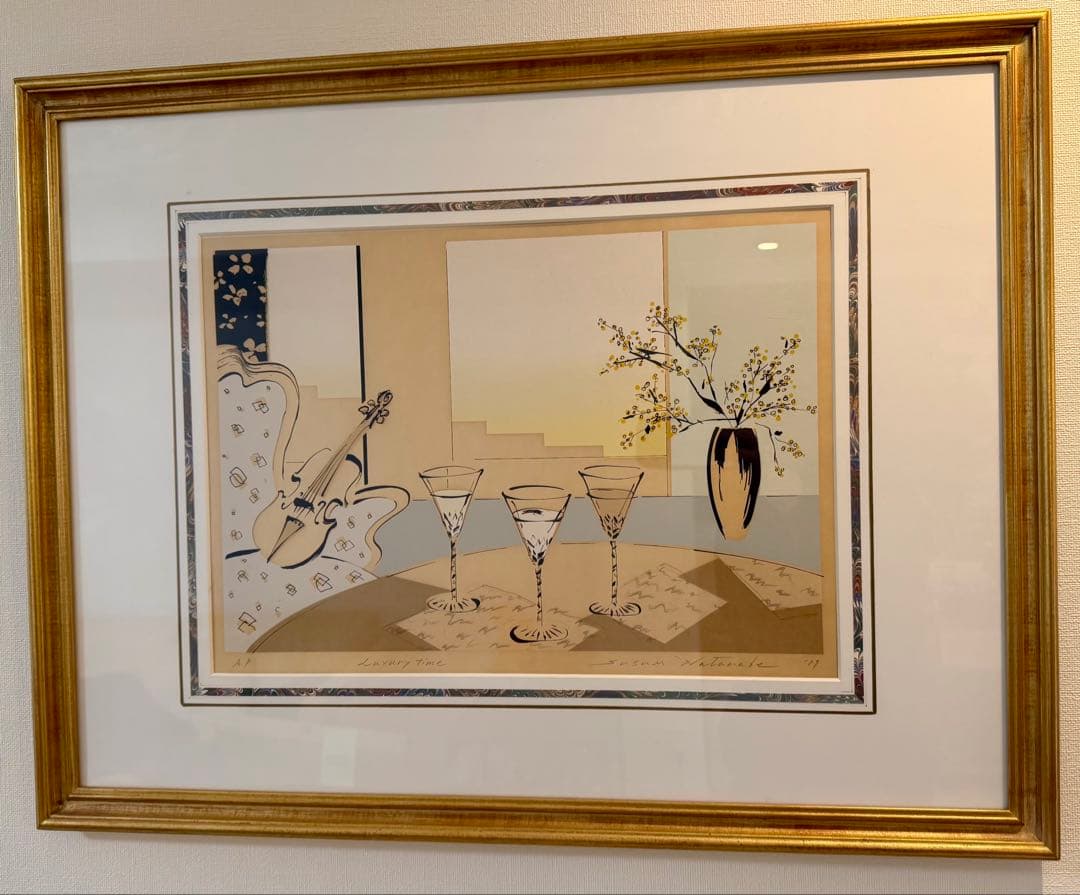 サイン入り モダンアート 版画 A.P 額装 インテリアアート #193