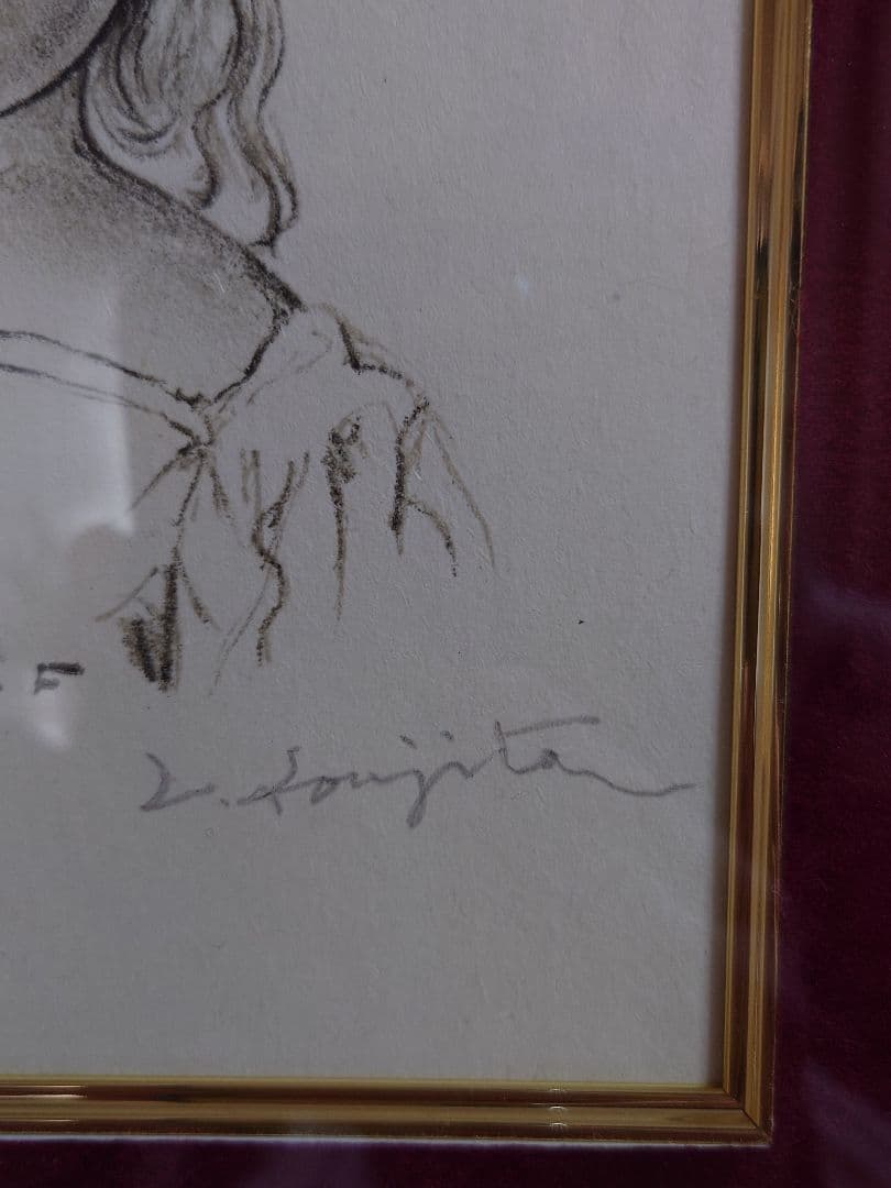 【リトグラフ、真作保証】藤田嗣治　少女　直筆サイン、エディションNO入、希少