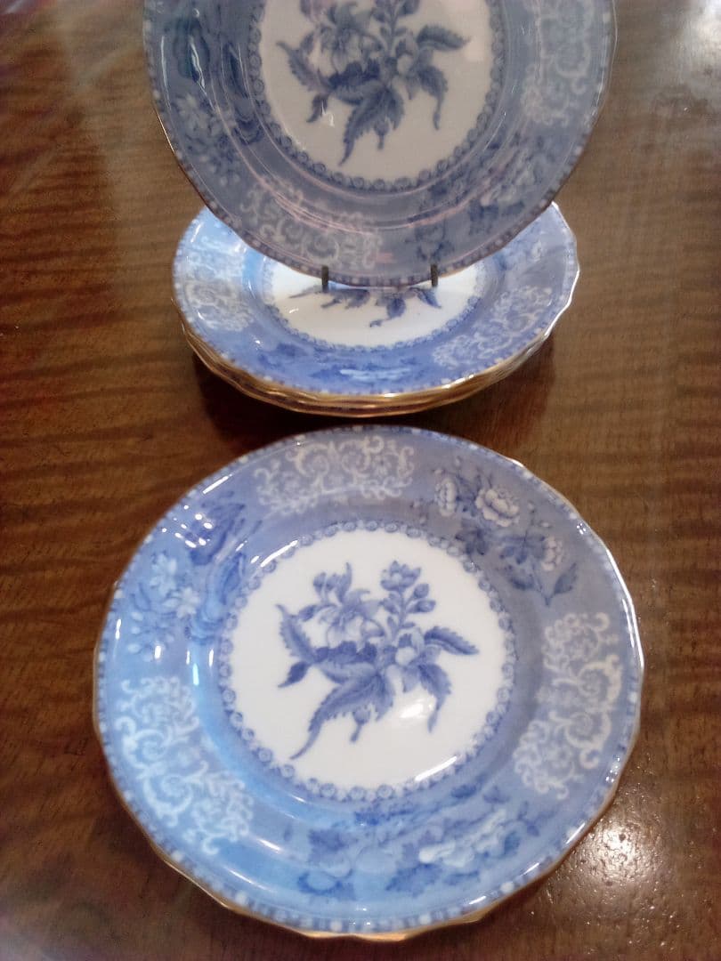 イギリス スポ—ド ケ—キ皿５枚セット「カミ—ラ」1910年代