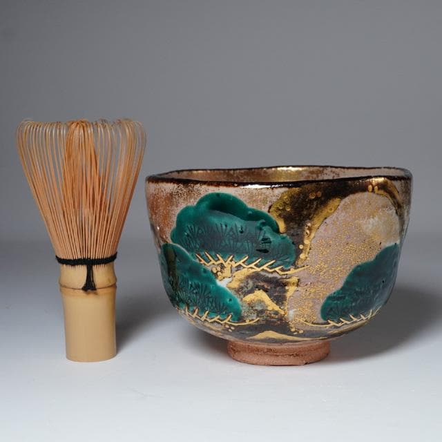 加藤利昇　乾山松茶碗　共箱　茶道具　抹茶碗　京焼　色絵