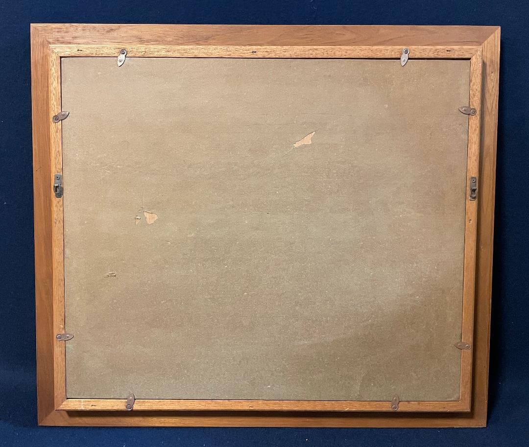 「真作」北川照生「藤橋の山村」風景画　油彩画　額装　サイン有り　F8号