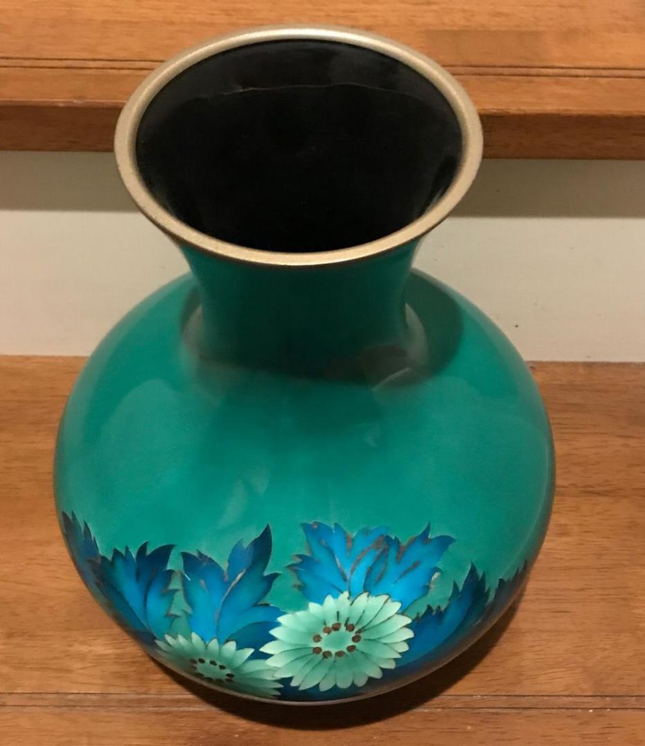 尾張七宝焼 田村幸夫作 花文様花瓶 新品同様