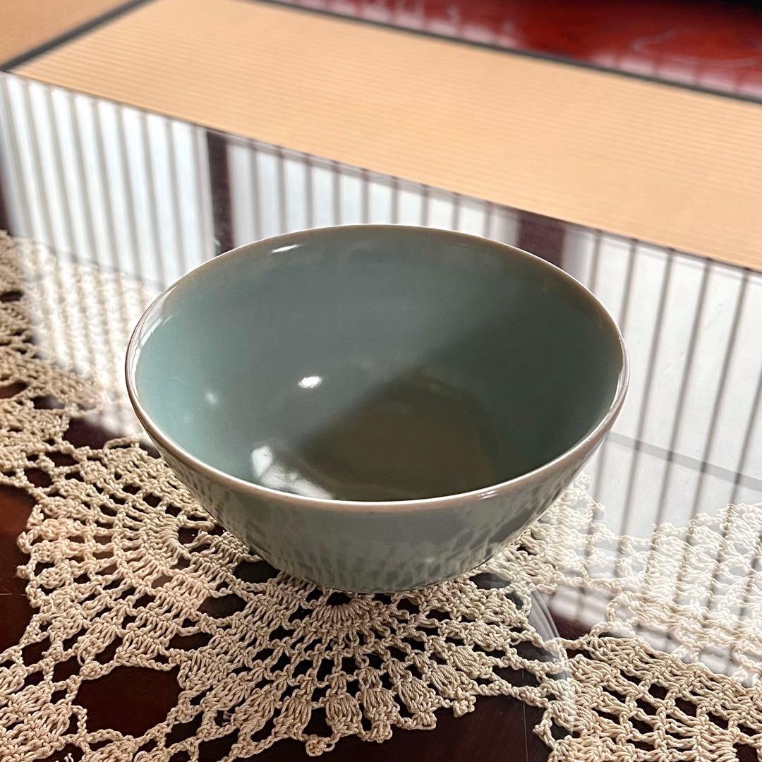 九谷焼 青磁 抹茶碗 茶碗 作家もの 堂前忠正 茶道具 共箱 共布