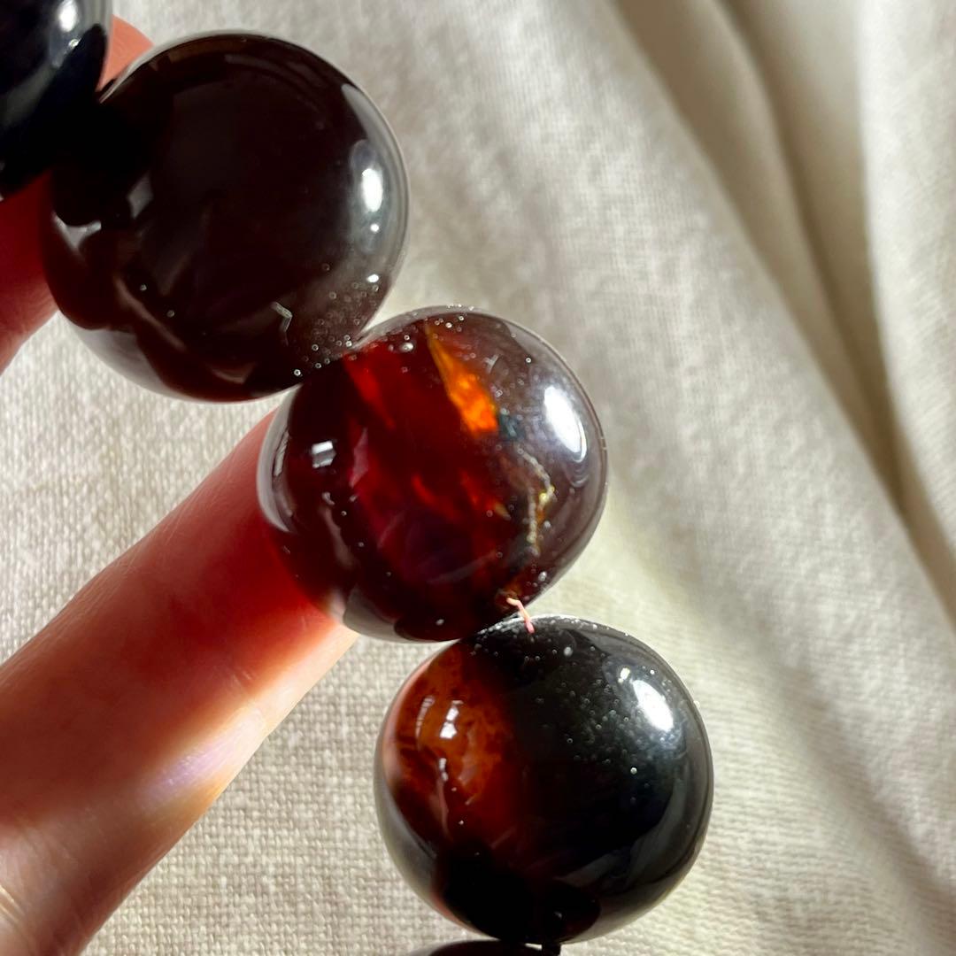 22mm 天然 琥珀 ブルー アンバー チェリー ブレスレット 高品質 アンバー