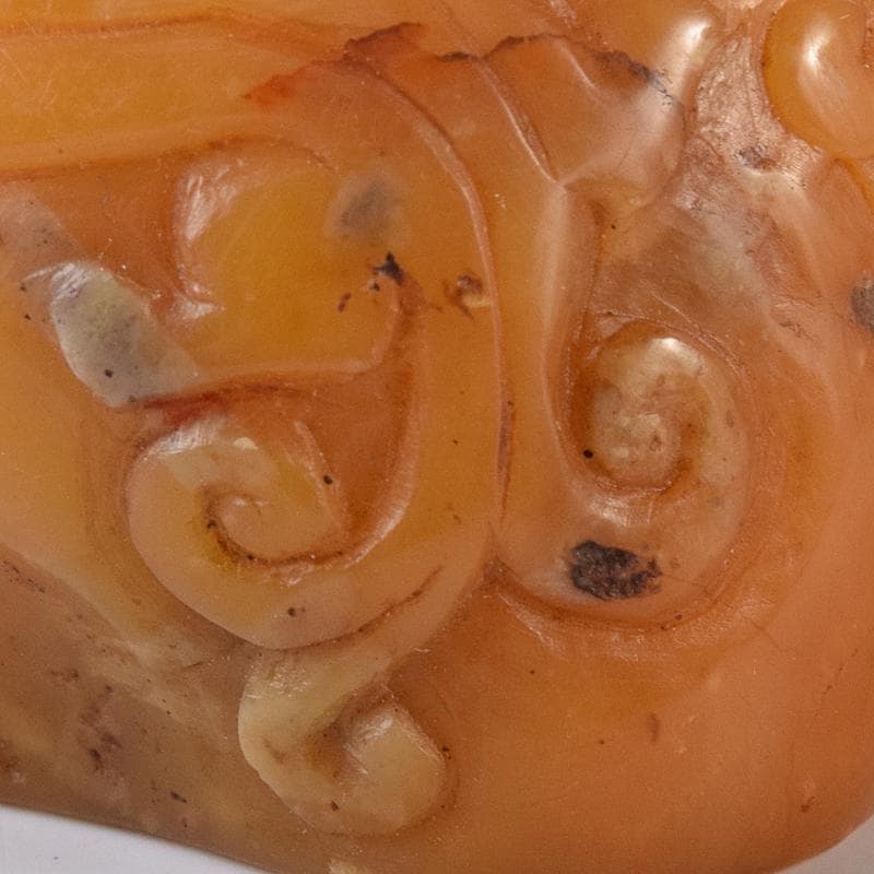 中国　篆刻　玉石田黄石彫刻　神獣刻　印材　置物　在銘　M　R8368