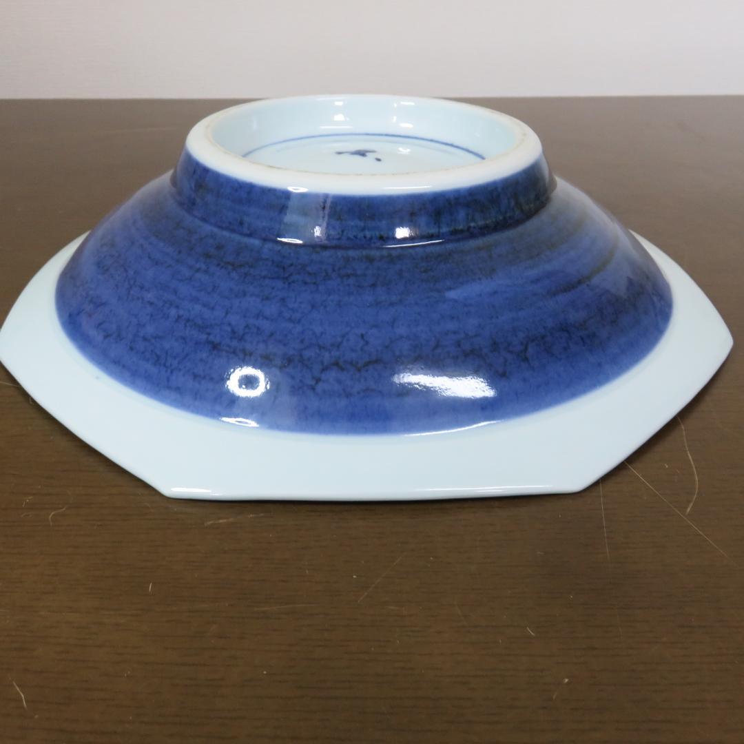 大皿 共箱 果物器 銘 ザクロ 染付 八角皿 鉢