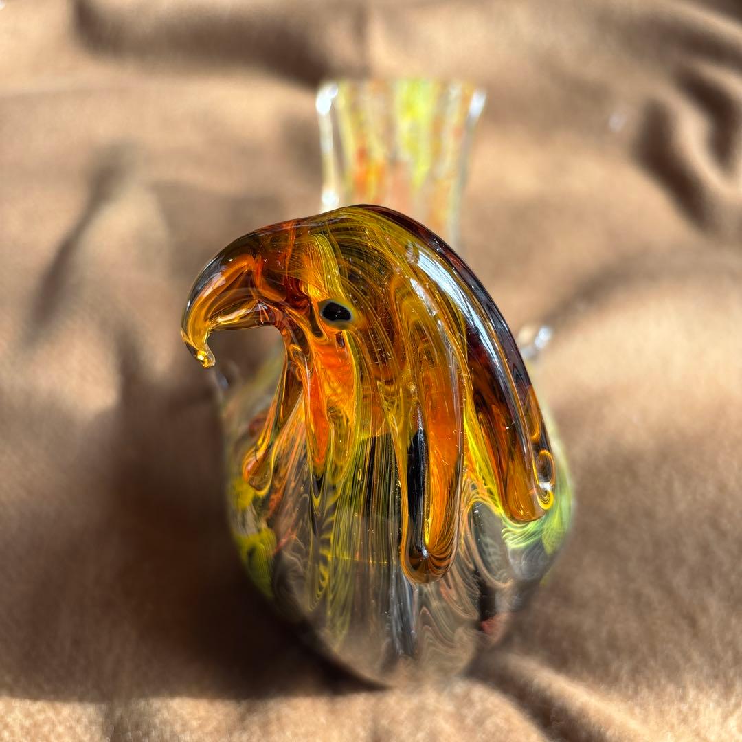 美品　ガラス製鳥の置物 2羽セット