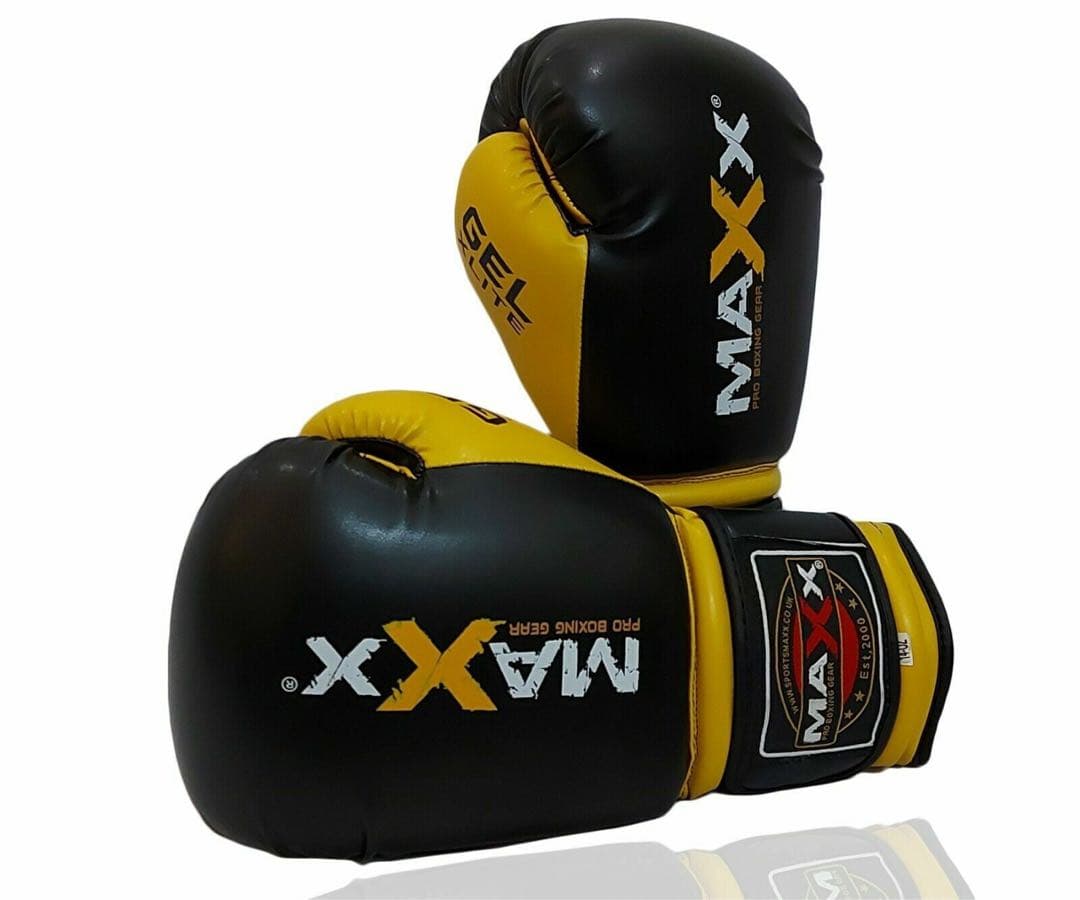 希少イギリスの格闘技ブランドボクシングキックムエタイグローブ 黒/黄8オンスoz